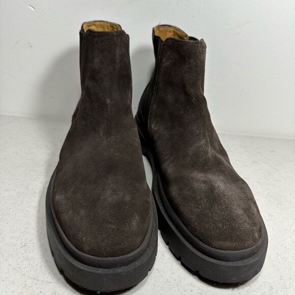 ZARA dark chocolate brown suede ankle pull-on boots men US size 44-10 - Picture 2 of 6
